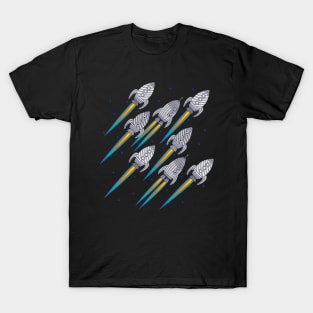 BLAST OFF! Outer Space Rocket Spaceship Interstellar Space Travel Exploration with Stars - UnBlink Studio by Jackie Tahara T-Shirt